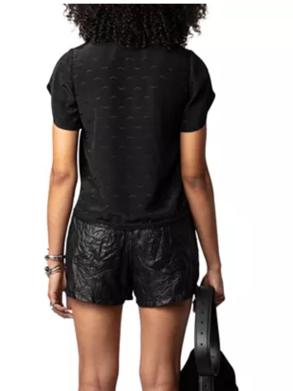 🌟NWT🌟 ZADIG & VOLTAIRE Tiffany Jacquard Wings Silk Blouse In Black - Picture 5 of 10